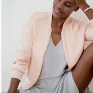 Grana 100% Silk Bomber Jacket in Blossom Pink